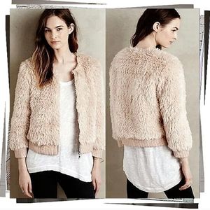 Anthropologie Dusty Pink Faux Fur Faux Suede Jacket by Elevenses